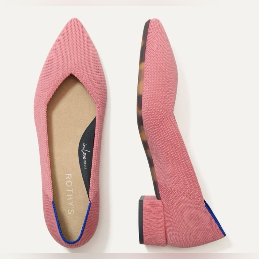 Rothy's Women's "The High Point" Pink Flats SIZE 9.5 NWOT